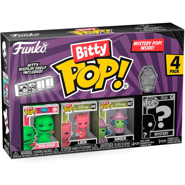 Blister 4 figuras Bitty POP Disney Pesadilla Antes de Navidad Oogie Bo