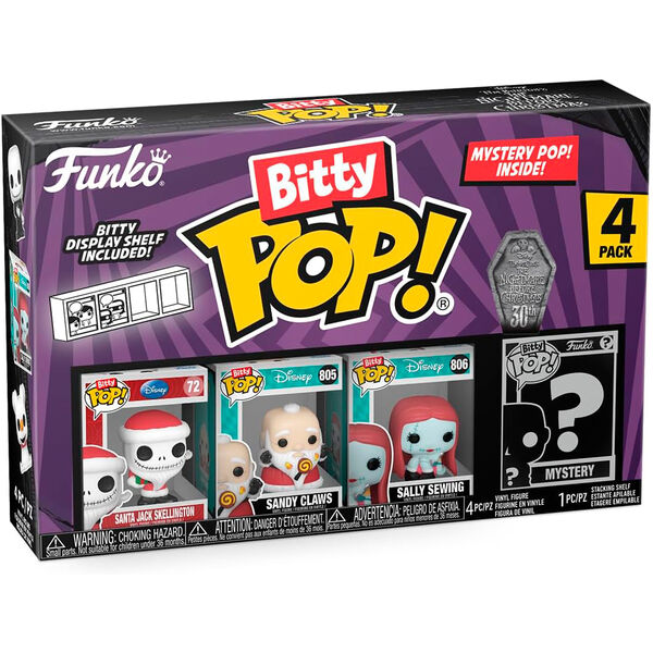 Blister 4 figuras Bitty POP Disney Pesadilla Antes de Navidad Santa Ja Frikytopia