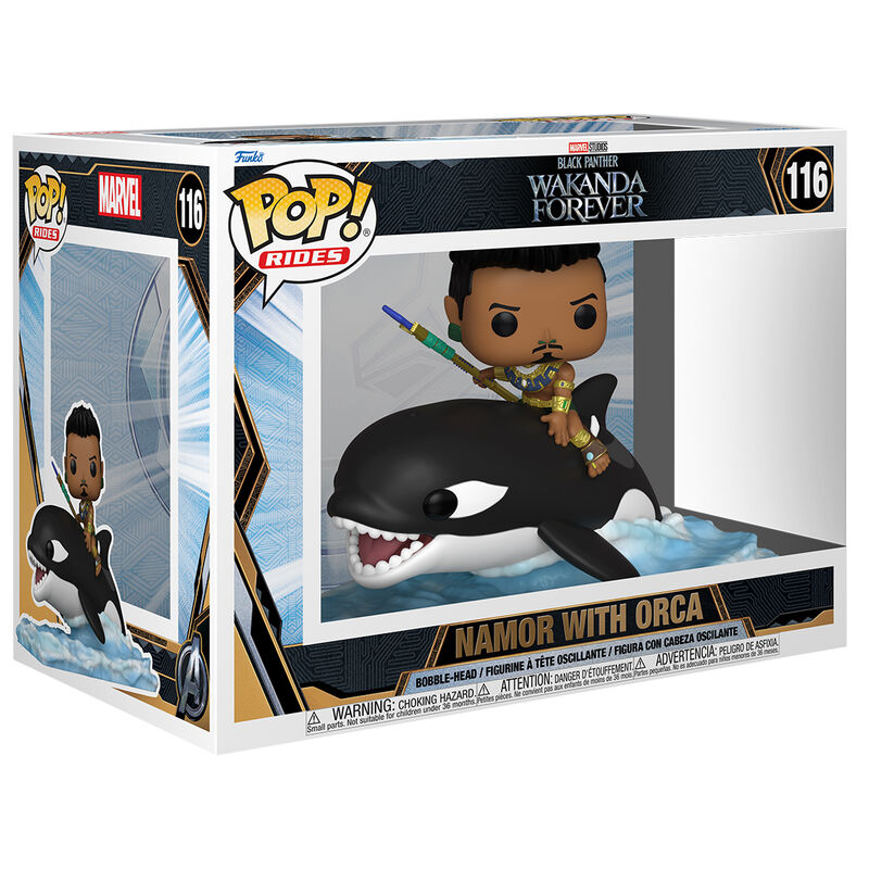 Figura POP Marvel Black Panther Wakanda Forever Namor with Orca Frikytopia