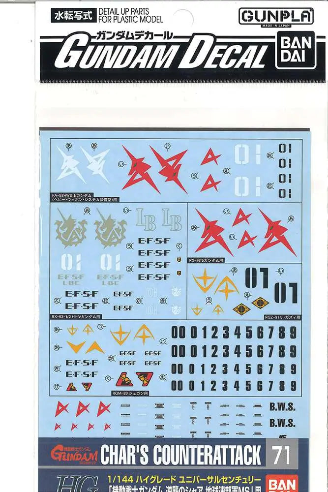 GUNDAM DECAL CHARS C ATT EF 1/144 GD71 Frikytopia