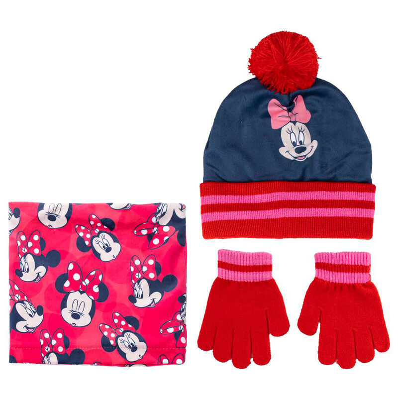 Conjunto gorro guantes braga cuello Minnie Disney Frikytopia