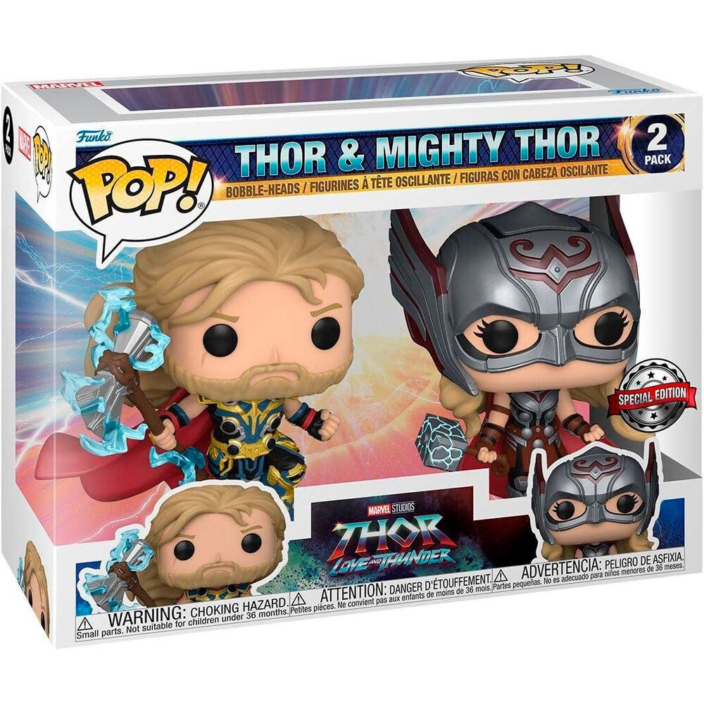 Blister 2 figuras POP Marvel Thor Love and Thunder Thor & Mighty Thor Ex