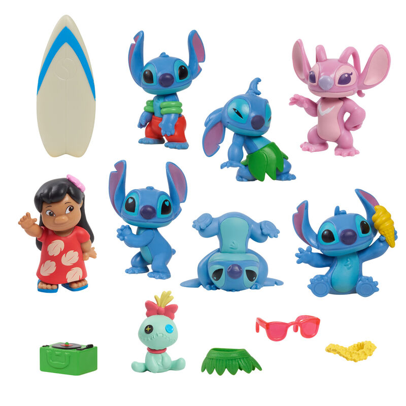 Lilo & Stitch Pack de 8 Minifiguras Stitch Deluxe Figure Set 7 cm