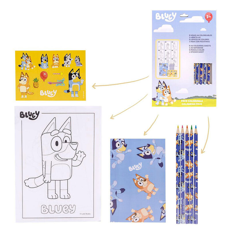 Set papeleria coloreable Bluey Frikytopia