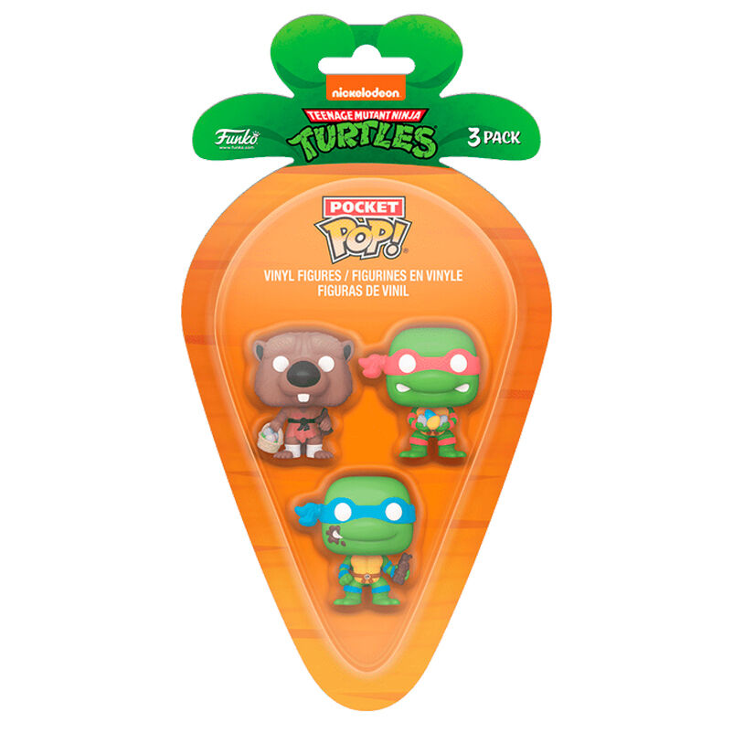 Blister 3 figuras Carrot Pocket POP Tortugas Ninja Splinter Leonardo Rap