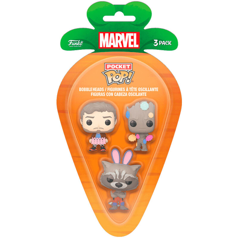 Blister 3 figuras Carrot Pocket POP Marvel Guardianes de la Galaxia Pasc