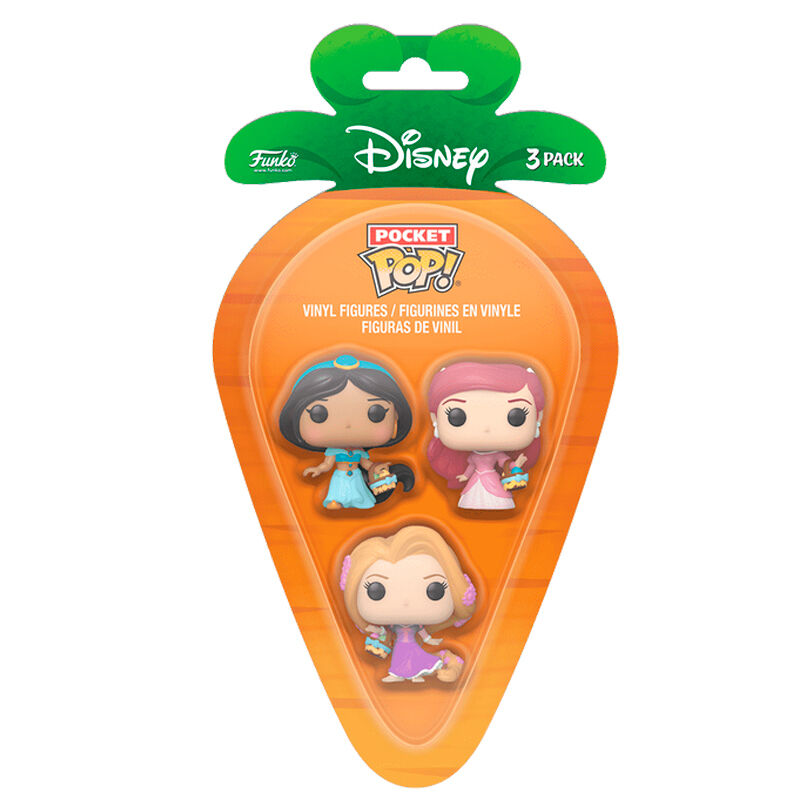 Blister 3 figuras Carrot Pocket POP Disney Princesas Rapunzel Ariel Jasm