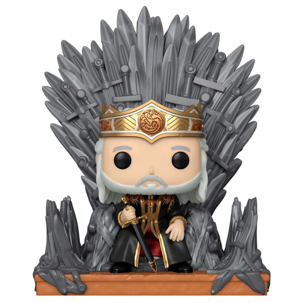 La casa del dragón POP! Deluxe Vinyl Figura Viserys on Throne 9 cm