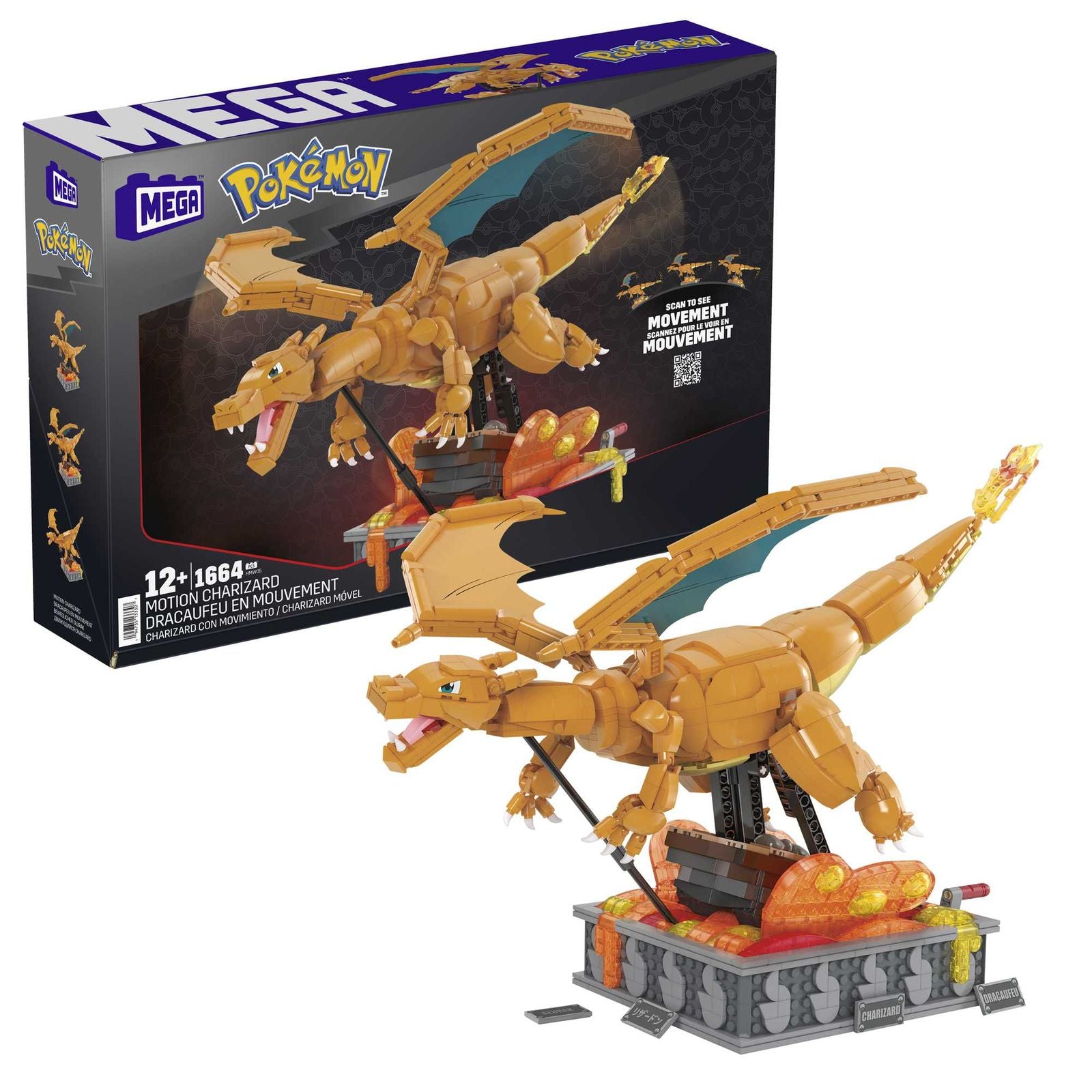 Figura mattel mega construx motion pokemon motion charizard 1664 pcs Frikytopia