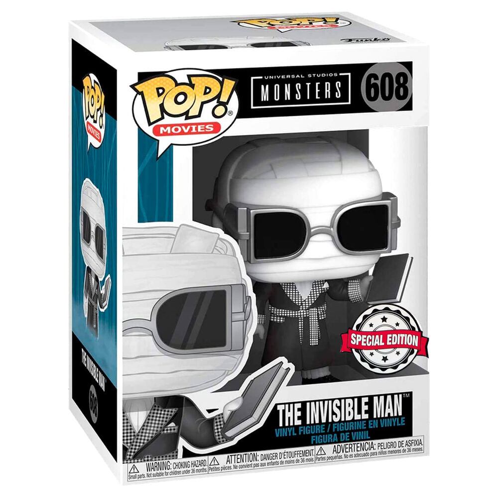 Funko pop universal studios monster hombre invisible black & white e