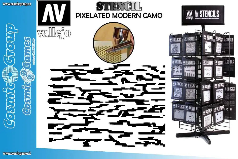 STENCIL STCAM004 PIXELATED MODERN CAMO Frikytopia