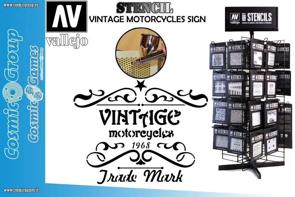 STENCIL STLET005 VINTAGE MOTORCYCLES SIG Frikytopia