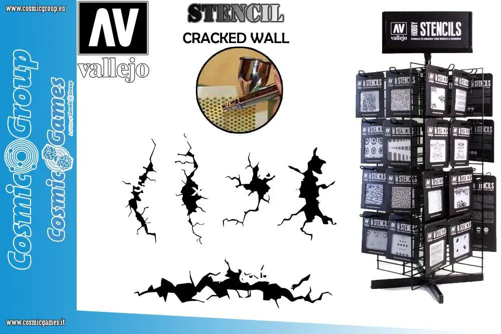 STENCIL STTX001 CRACKED WALL Frikytopia