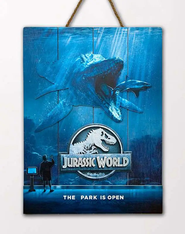 JURASSIC WORLD MOSSA WOODEN POSTER Frikytopia