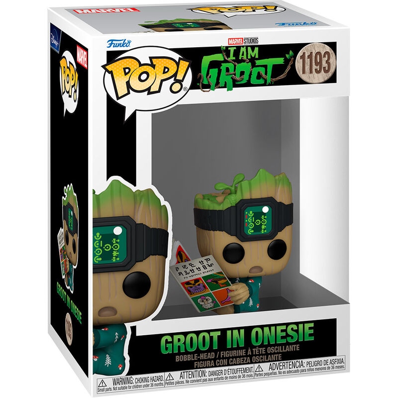 Funko pop marvel guardianes galaxia groot en pijama con libro