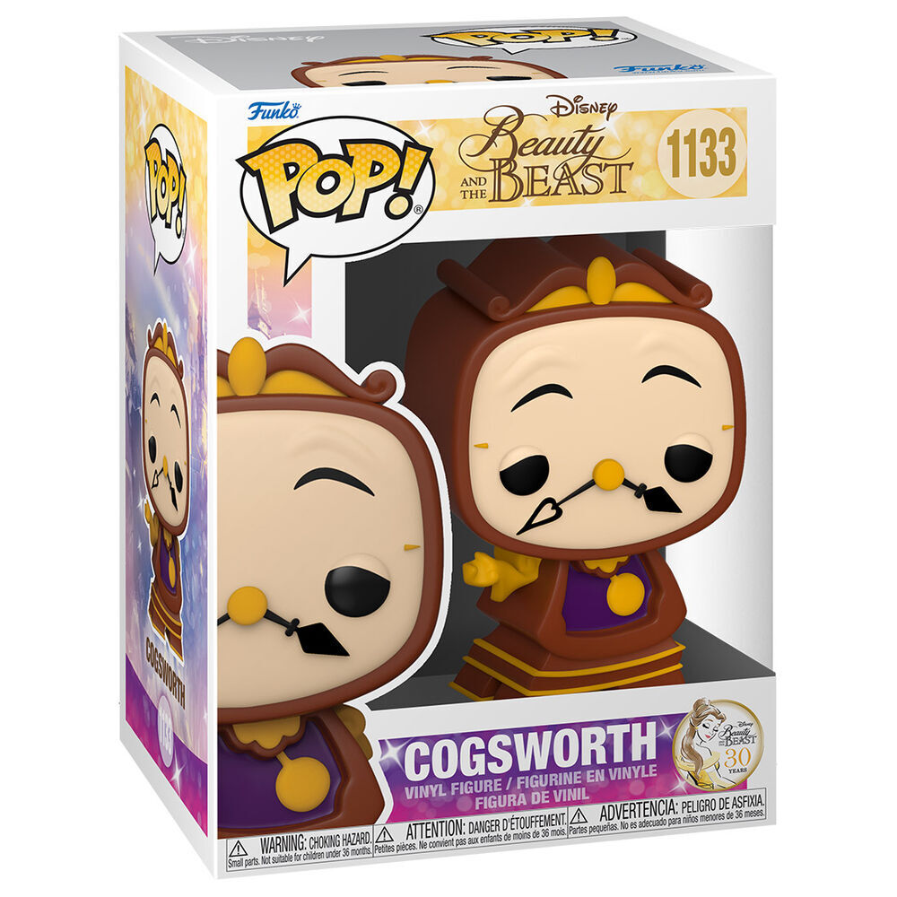 La bella y la bestia Figura POP Movies Vinyl Cogsworth 9 cm