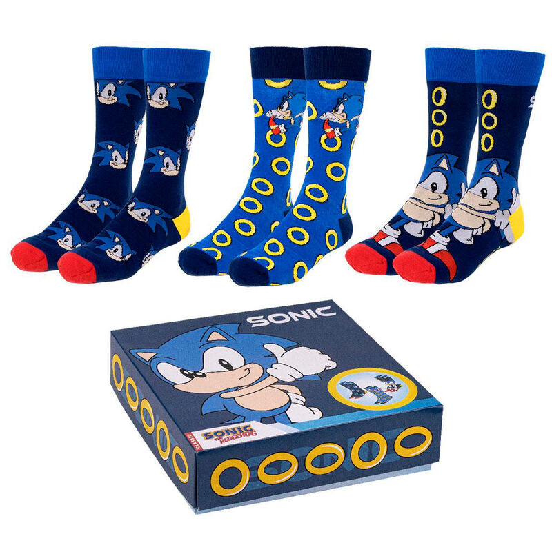 Pack calcetines 3 piezas sonic talla 40 46