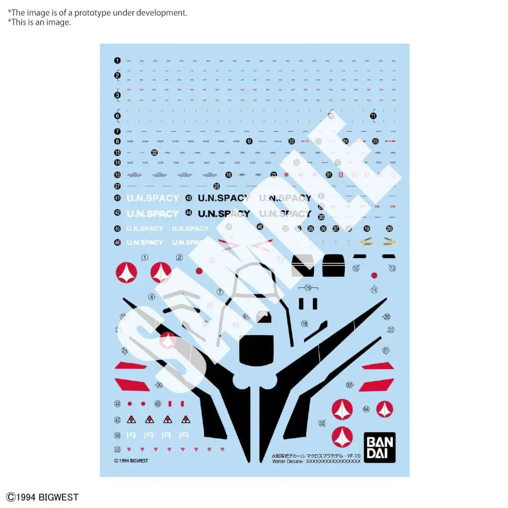 HG YF-19 1/100 WATER DECALS Frikytopia