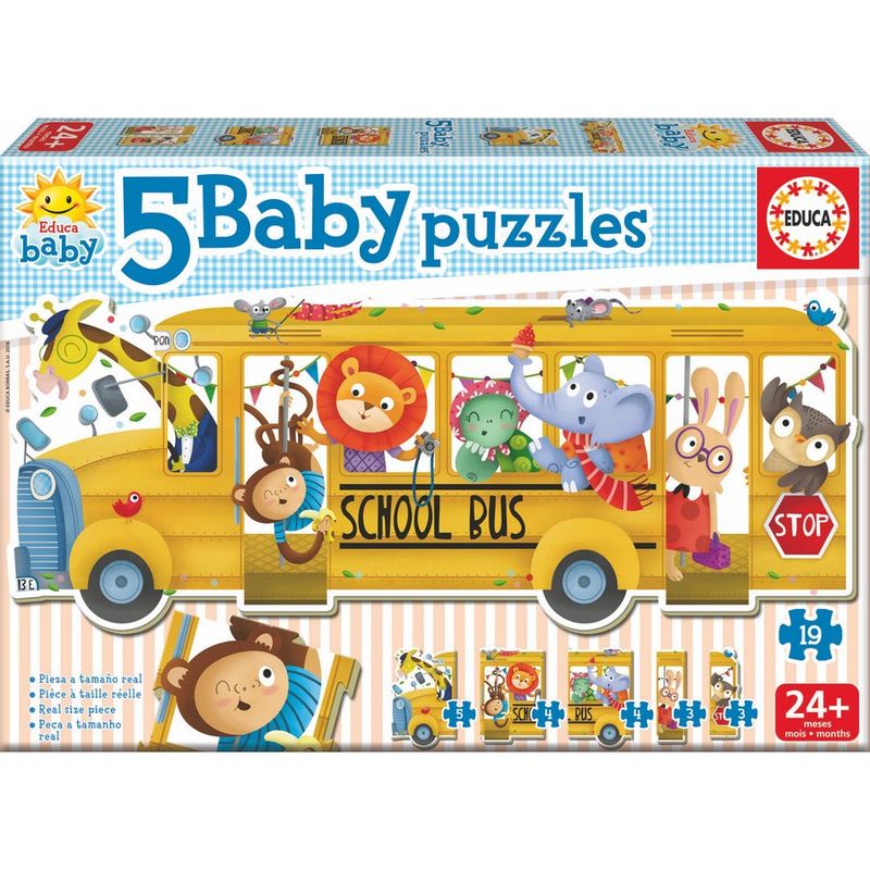 Puzzle School Bus 2-5 piezas madera