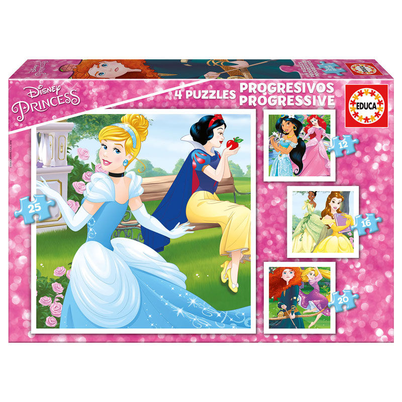 Puzzle Progresivo Princesas Disney 12-16-20-25 piezas Frikytopia
