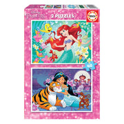Puzzle Ariel Jasmine Princesas Disney 2x48 piezas