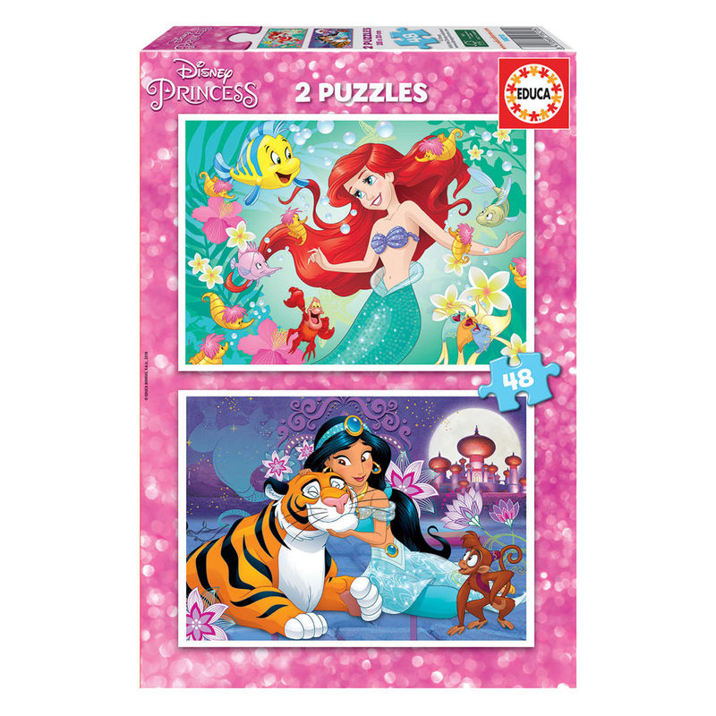 Puzzle Ariel Jasmine Princesas Disney 2x48 piezas