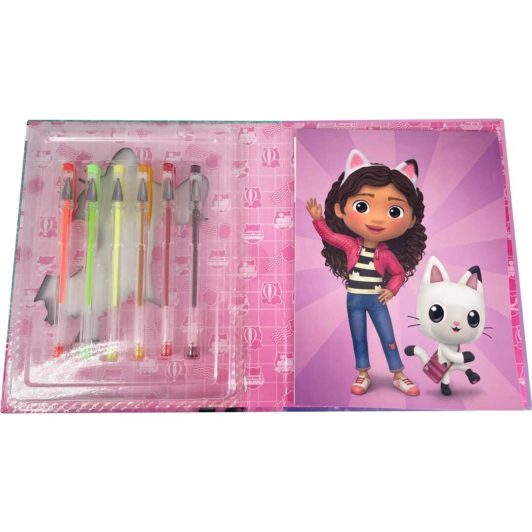 Blister cuaderno boligrafos gel La Casa de Muñecas de Gabby