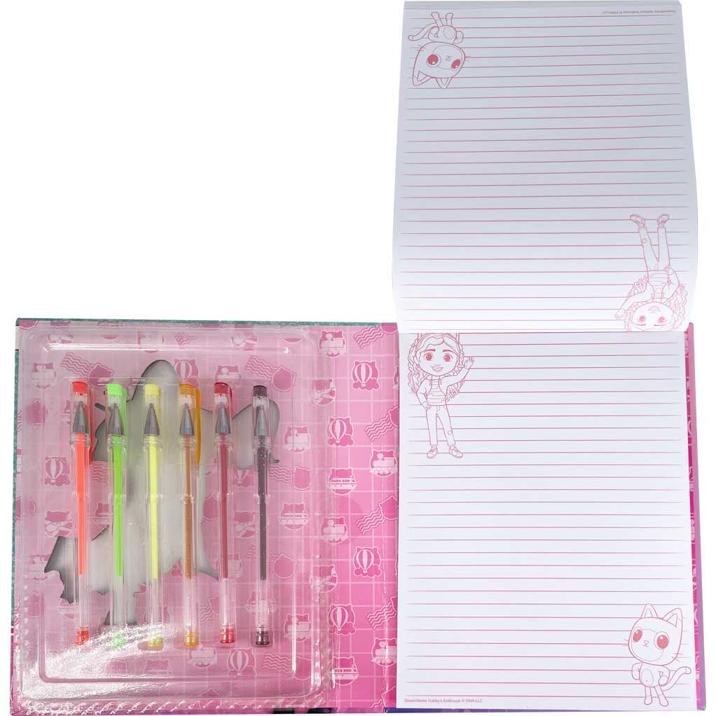Blister cuaderno boligrafos gel La Casa de Muñecas de Gabby