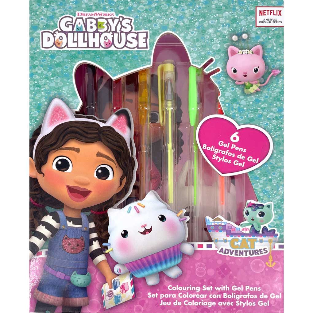Blister cuaderno boligrafos gel La Casa de Muñecas de Gabby Frikytopia