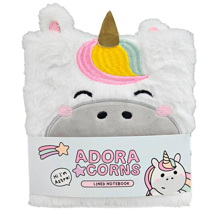 Cuaderno peluche A5 Unicornio Adoracorns Frikytopia