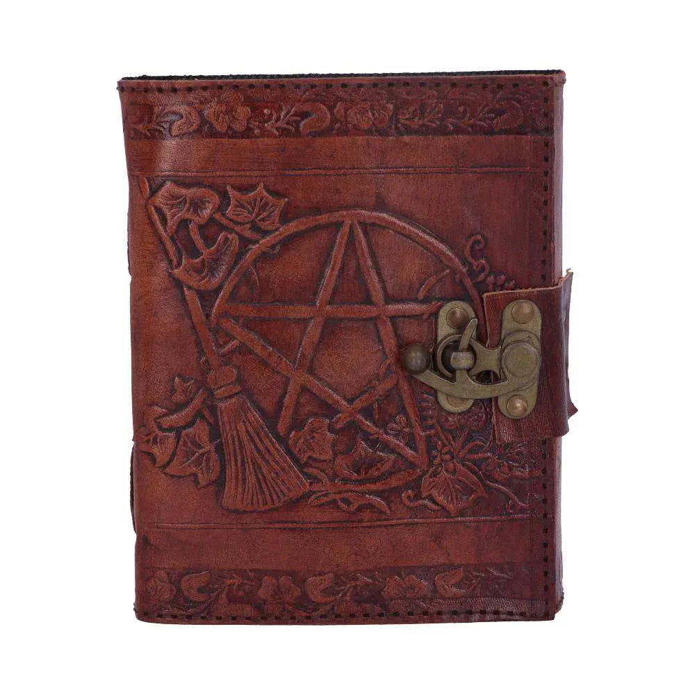LEATHER Agenda EMBOSSED PENT/BROOM & LOCK