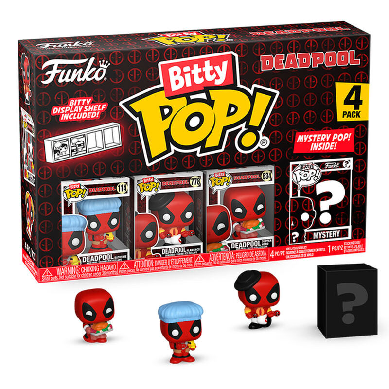 Blister 4 figuras Bitty POP Marvel Deadpool Bathtime Frikytopia