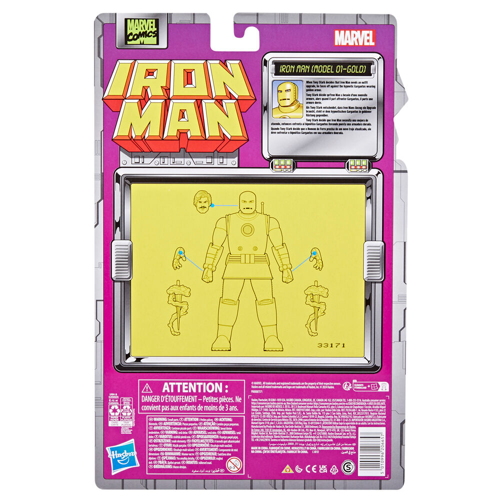 Figura hasbro marvel legends series iron man model 01 gold