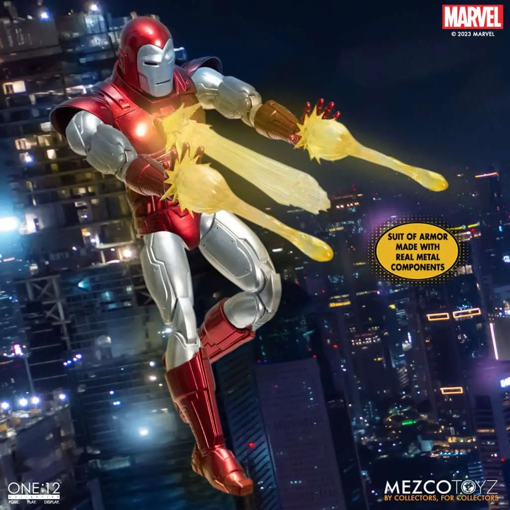 Figura mezco toyz marvel one:12 collective iron man silver centurion edition 16cm