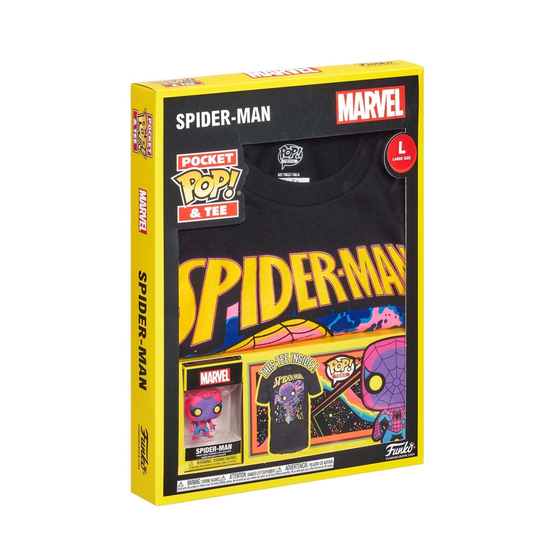 Pop tee marvel spiderman black light funko camiseta talla l
