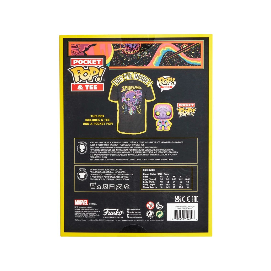 Pop tee marvel spiderman black light funko camiseta talla l