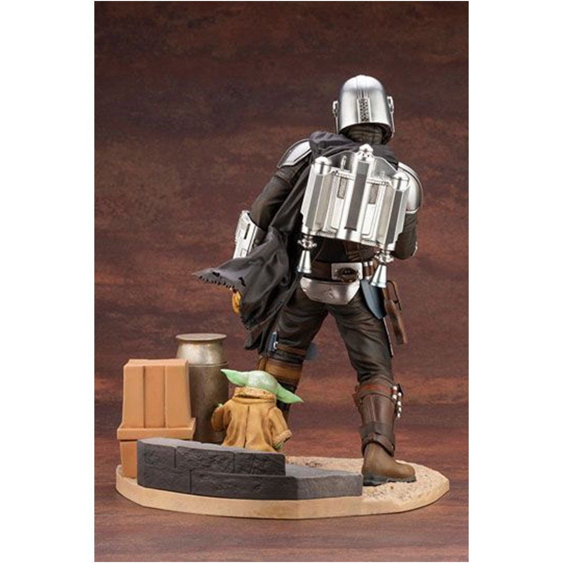 Figura kotobukiya star wars the mandalorian mandaloriano the child grogu artfx