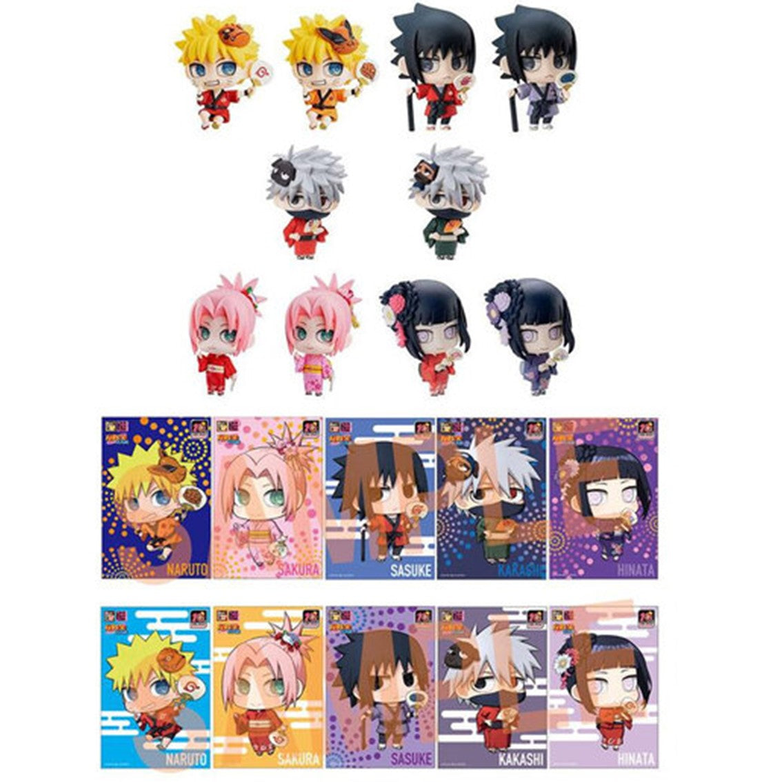 Set figuras con postales megahouse naruto shippuden petit chara land