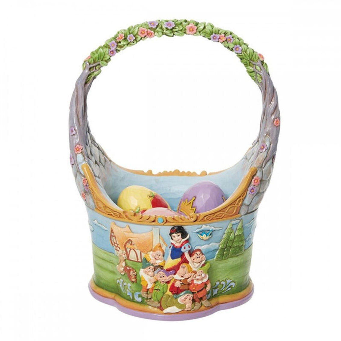 Cesta de pascua enesco con 3 huevos blancanieves Frikytopia