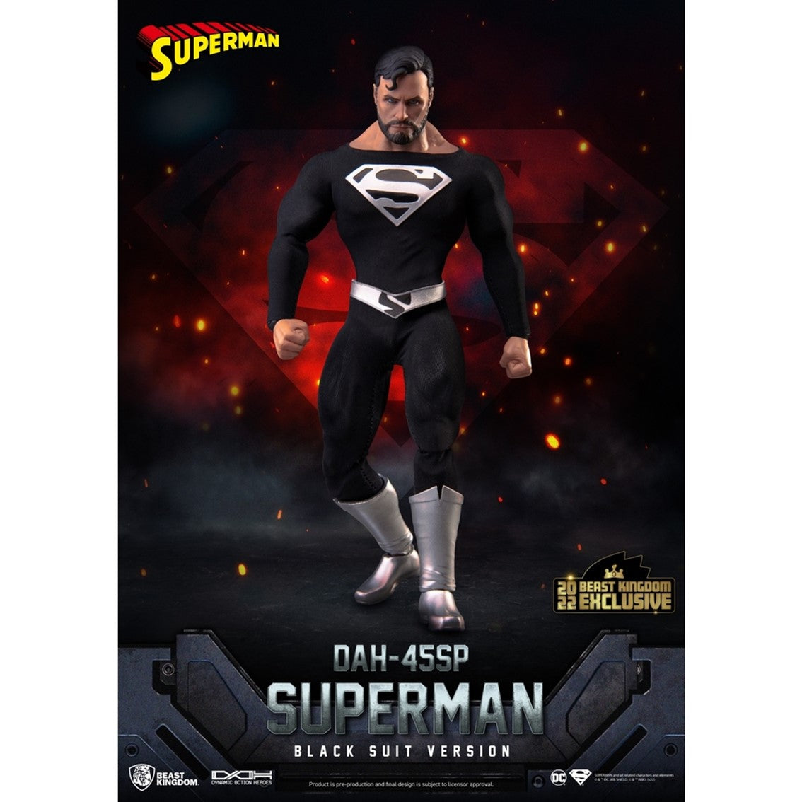 Figura beast kingdom dc comics superman dynamic8h traje negro especial Frikytopia