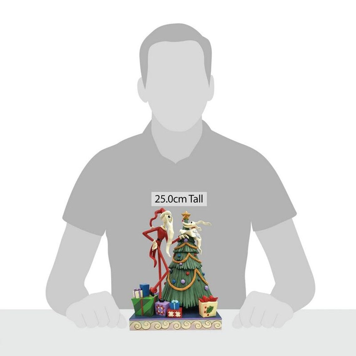 Figura enesco pesadilla antes de navidad santa jack y zero junto a arbol