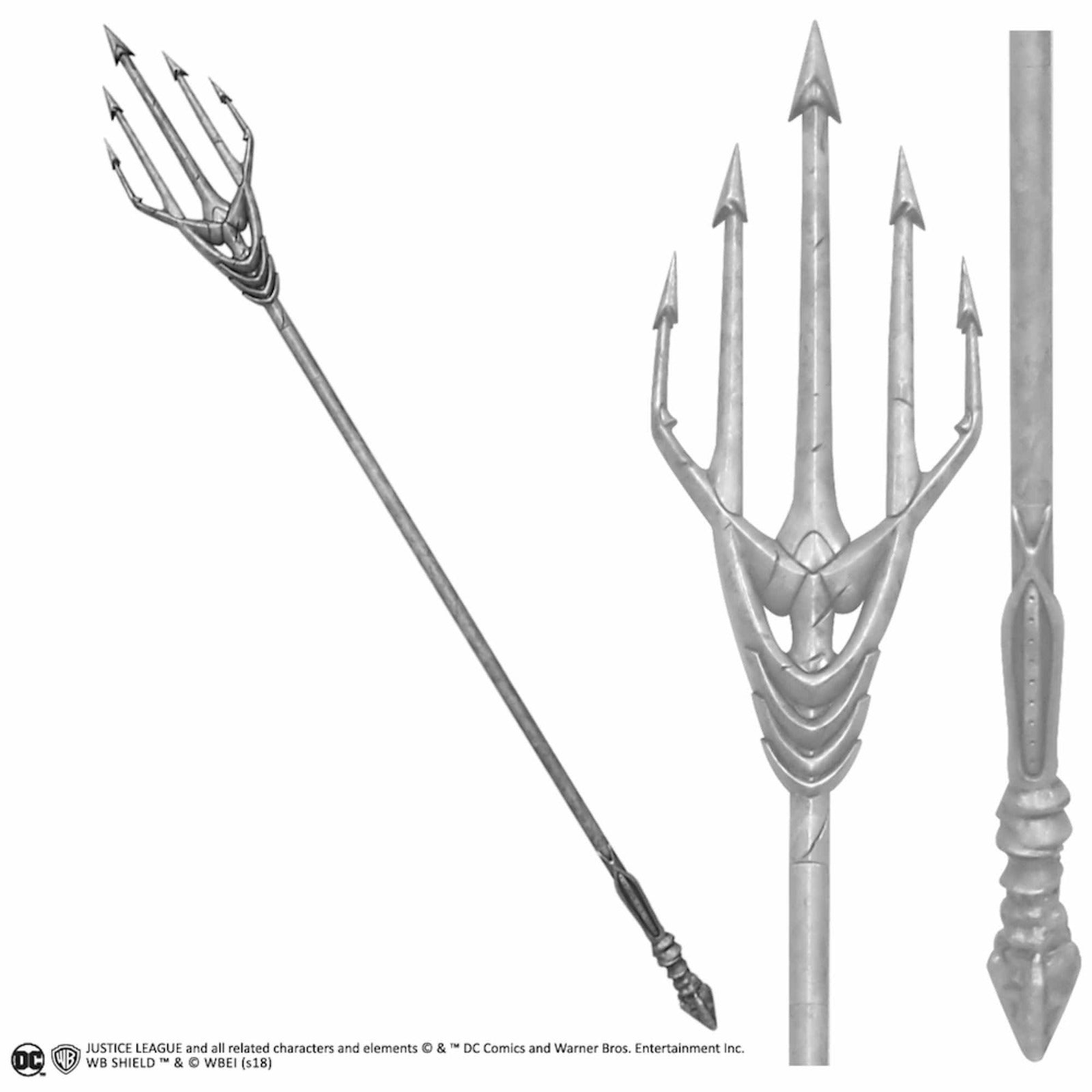 Replica the noble collection dc justice league tridente aquaman escala Frikytopia