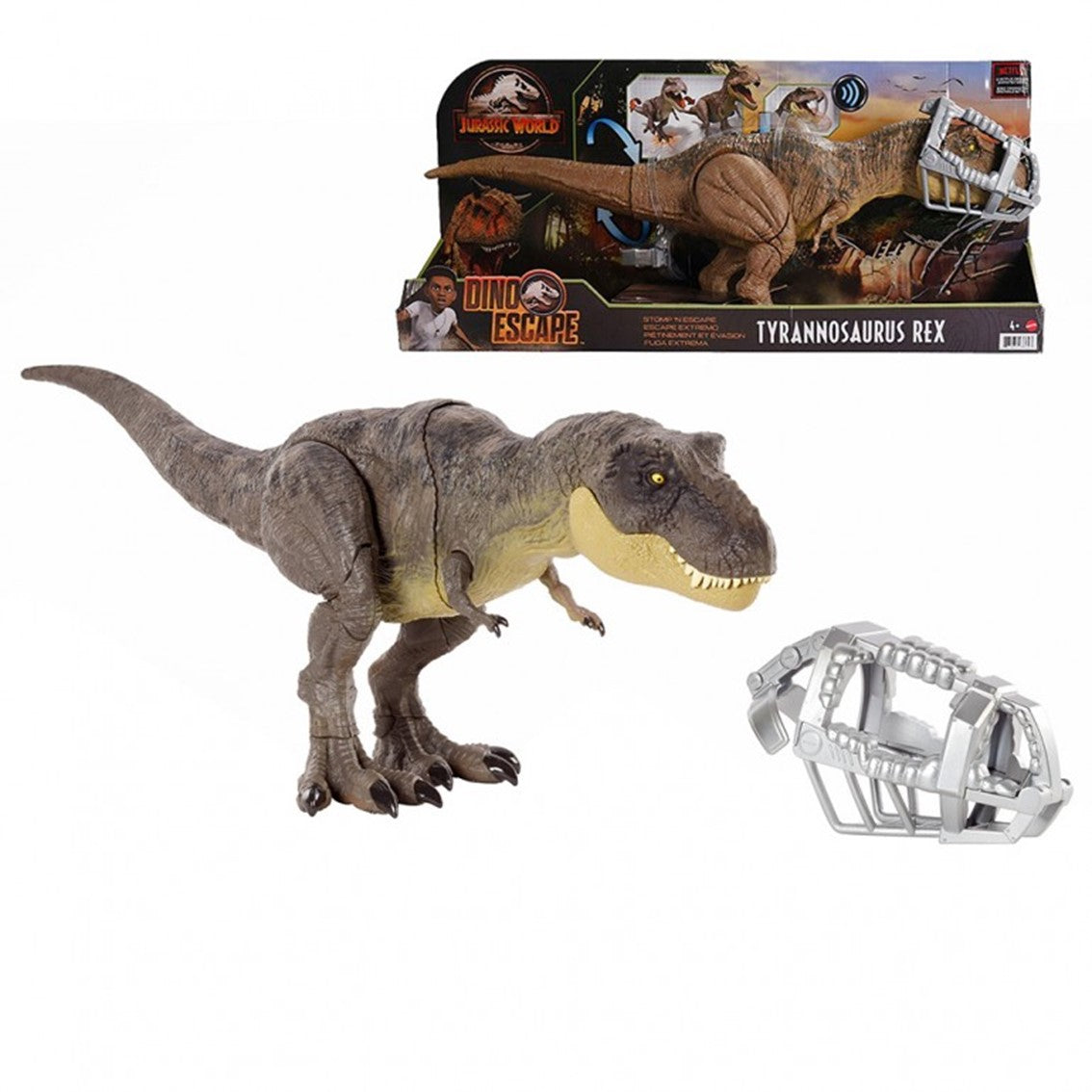 Figura mattel jurassic world dino escape tyrannosaurus rex pisa y ataca Frikytopia