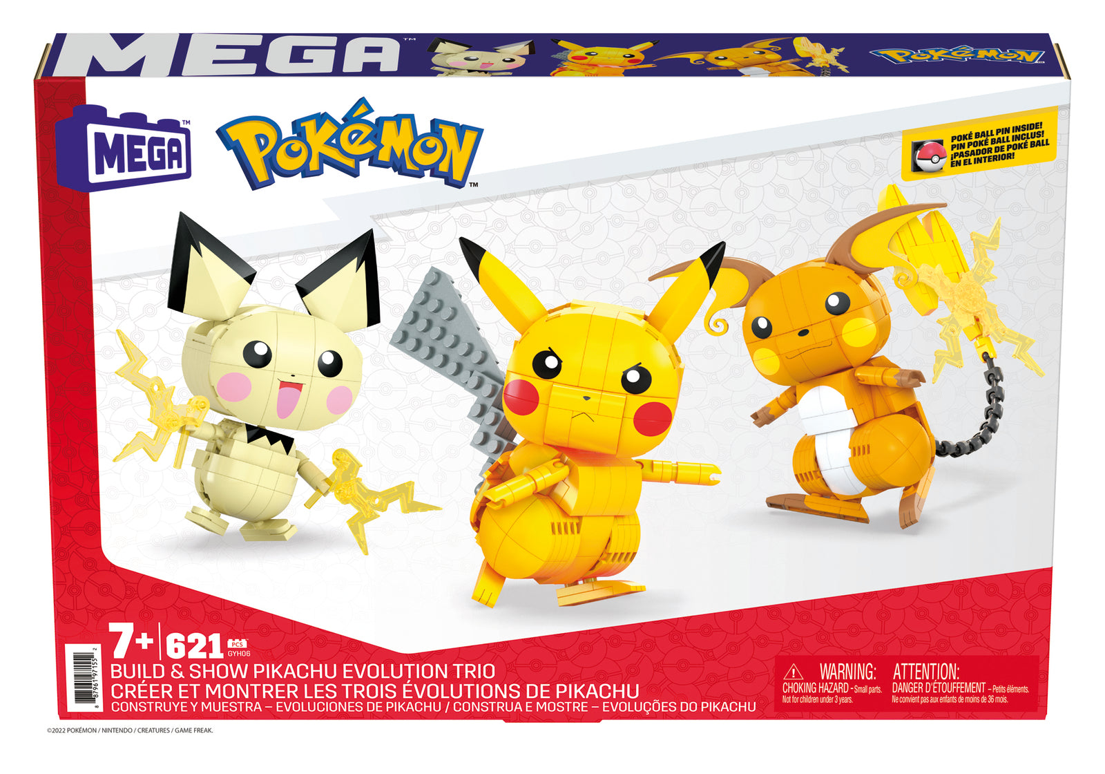Figura mattel mega construx pokemon 3 pokemon pichu pikachu y raichu