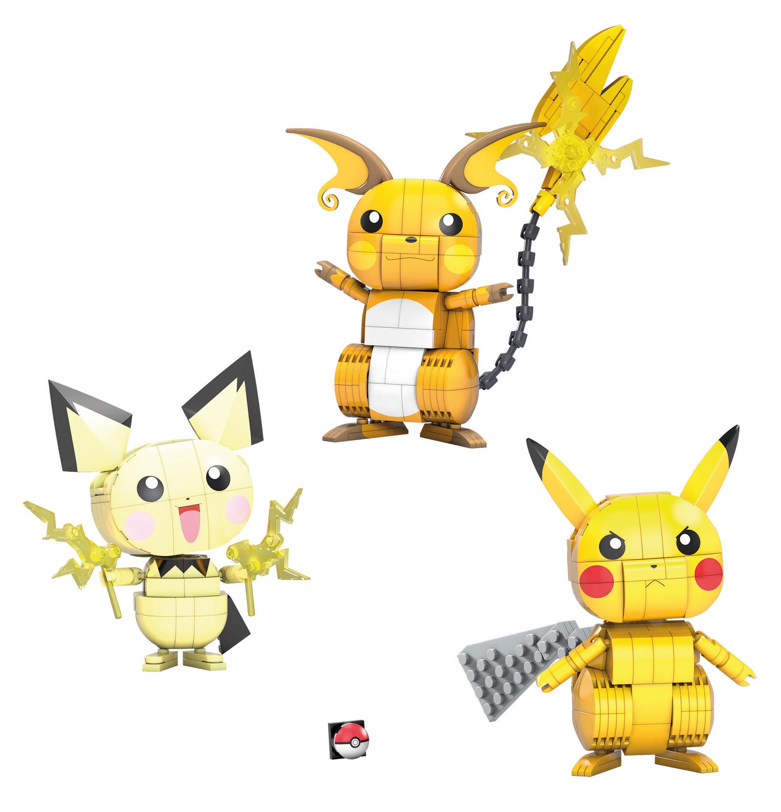 Figura mattel mega construx pokemon 3 pokemon pichu pikachu y raichu