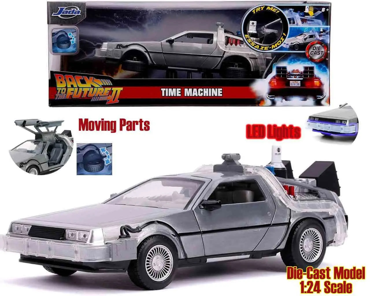 BACK TO THE FUTURE PART 2 1982 DELOREAN LIGHTS 1/24 DIE-CAST MODEL Frikytopia