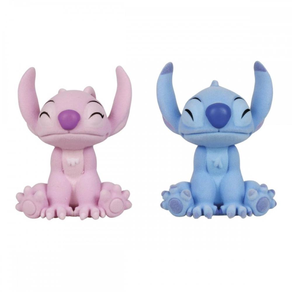 Pack de 2 figuras flocadas enesco disney stitch y angel beso Frikytopia