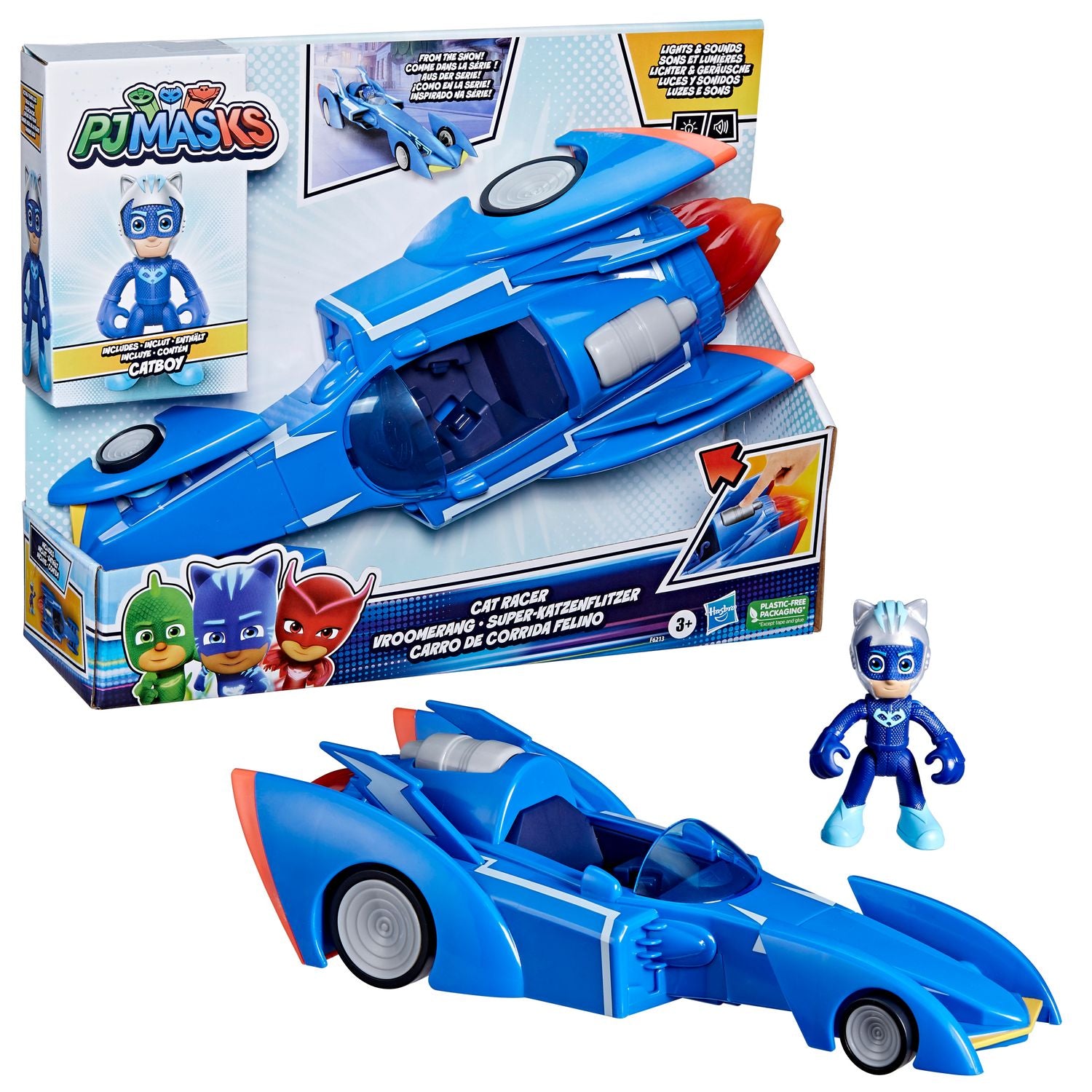 Figura hasbro gatomovil pj masks power heroes super gato movil