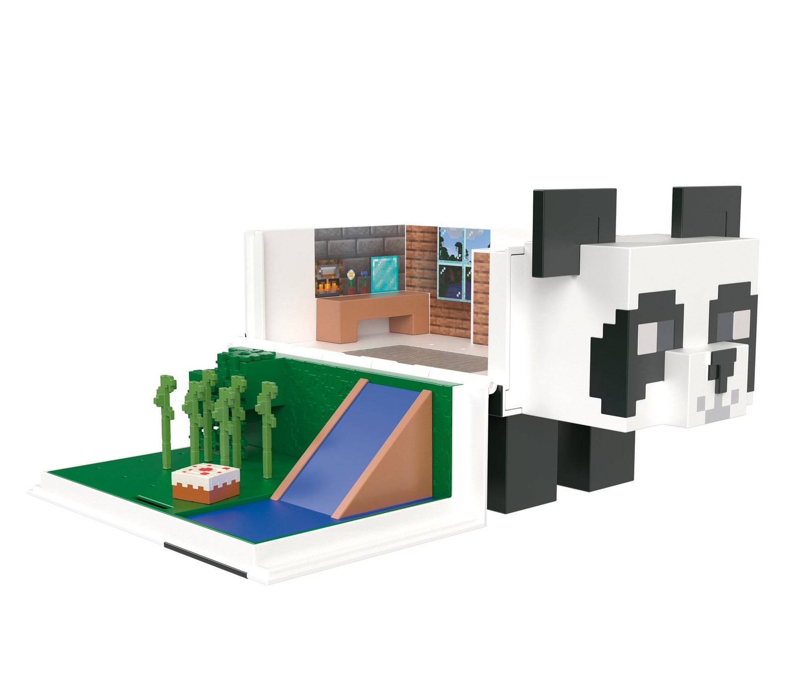 Figura mattel minecraft mob head mini panda casa de juegos Frikytopia