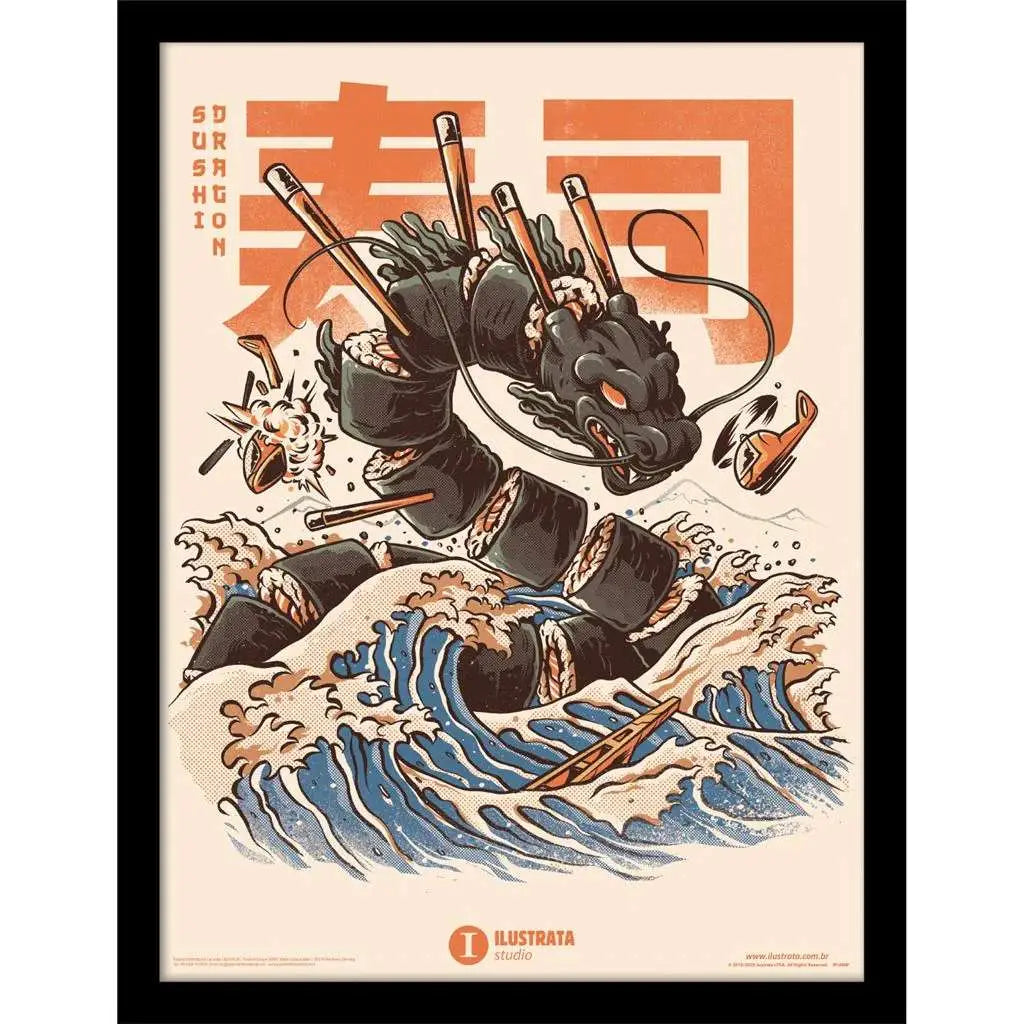 ILUSTRATA SUSHI DRAGON COLLECTOR PRINT FRAMED Frikytopia